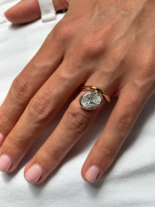 UMA 3ct Two-Tone Tilted Oval Ring