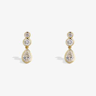 Round & Pear Shape Bezel Drop Earrings