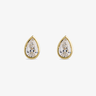 Pear Shape Bezel Studs Earrings