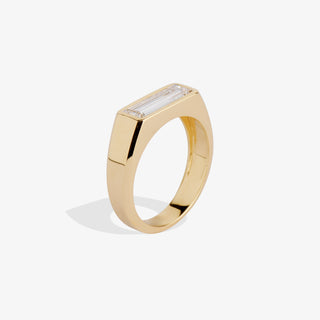 Baguette Diamond Signet Ring Yellow Gold