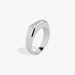 Baguette Diamond Signet Ring White Gold