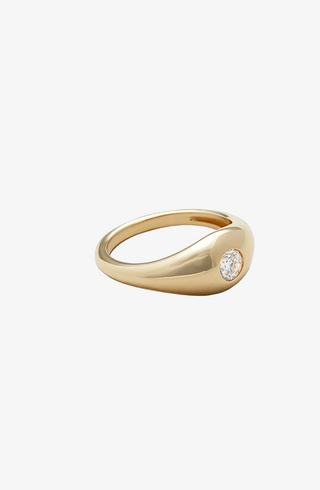 Round Diamond Signet Pinky Ring