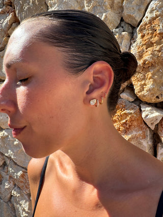 Pear Shape Bezel Studs Earrings