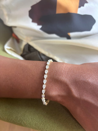 Pear Shape Diamond Tennis Bracelet 14K Yellow Gold