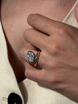 UMA 3ct Two-Tone Tilted Oval Ring