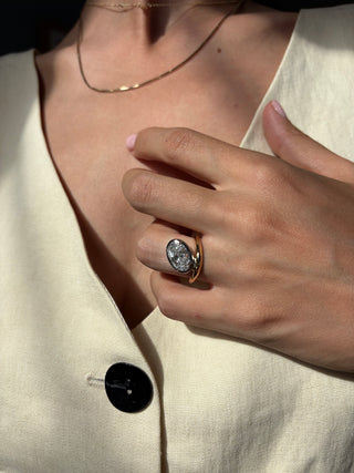 UMA 3ct Two-Tone Tilted Oval Ring