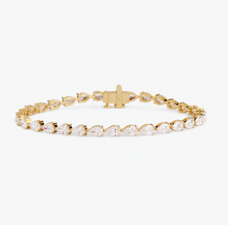 Pear Shape Diamond Tennis Bracelet 14K Yellow Gold