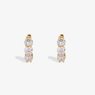 Three Stone Diamond Huggies
