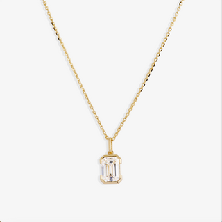 Half Bezel Emerald Diamond Pendant